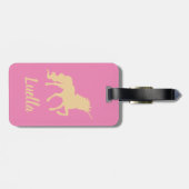 Gepersonaliseerd roze Kinder Unicorn bagagelabel (Achterkant horizontaal)