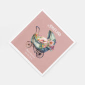 Gepersonaliseerd roze  kinderwagen Baby shower Servet (Hoek)