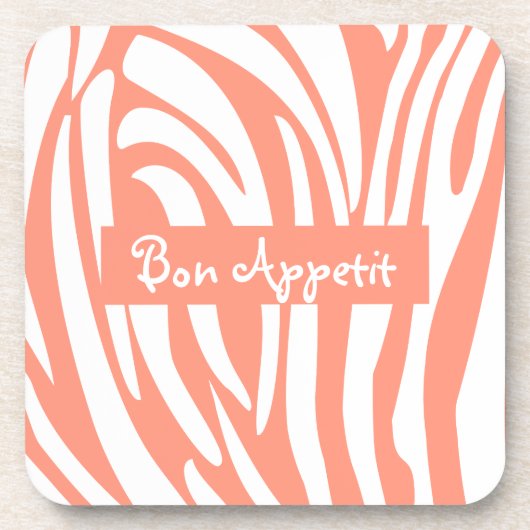 Gepersonaliseerd roze koraal gestreept zebrapatroo bier onderzetter (Voorkant)