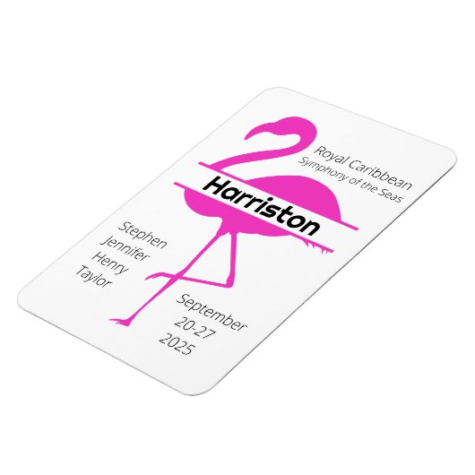 Gepersonaliseerd Roze kruisdeur voor Flamingo Fami Magneet (Linkerzijde)