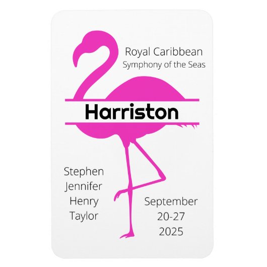 Gepersonaliseerd Roze kruisdeur voor Flamingo Fami Magneet (Verticaal)