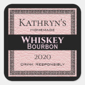 Gepersonaliseerd roze leder vierkante sticker (Voorkant)