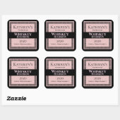 Gepersonaliseerd roze leder vierkante sticker (Vel)