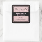 Gepersonaliseerd roze leder vierkante sticker (Tas)