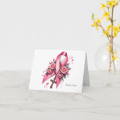 Gepersonaliseerd roze lint met rozenkrans gebed kaart (Gele Bloem)