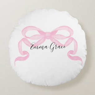 Gepersonaliseerd Roze Lint Rond Kussen
