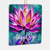 Gepersonaliseerd, roze Lotus Flower met kerstmis Keramisch Ornament (Rechts)