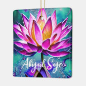 Gepersonaliseerd, roze Lotus Flower met kerstmis Keramisch Ornament (Links)
