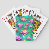 Gepersonaliseerd  roze Lotus Flower Pattern Pokerkaarten (Achterkant)
