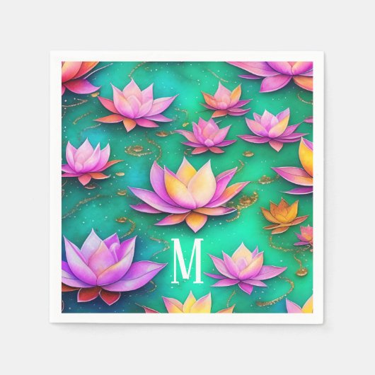 Gepersonaliseerd  roze Lotus Flower Pattern Servet (Voorkant)