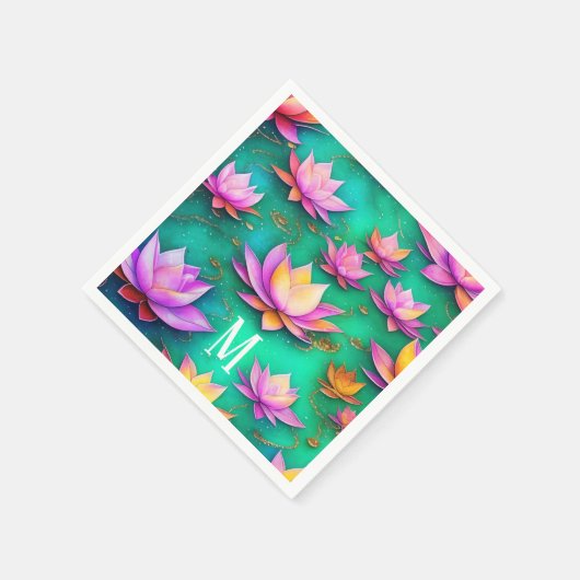 Gepersonaliseerd  roze Lotus Flower Pattern Servet (Hoek)