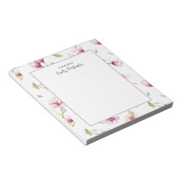 Gepersonaliseerd roze magnolia floral Notitieblok