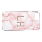 Gepersonaliseerd roze marmer monogram Case-Mate iPhone case (Achterkant (Horizontaal))