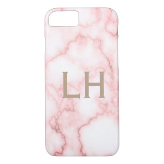 Gepersonaliseerd roze marmer monogram Case-Mate iPhone case