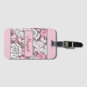 Gepersonaliseerd roze & Mauve  Roos Bagagelabel (Voorkant (horizontaal))