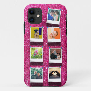 Gepersonaliseerd roze meisje 7 Foto collage Case-Mate iPhone Case
