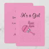 Gepersonaliseerd roze meisje aankondiging (Voorkant / Achterkant)