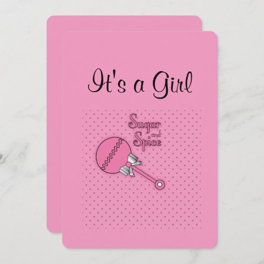 Gepersonaliseerd roze meisje aankondiging (Voorkant / Achterkant)