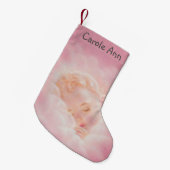 Gepersonaliseerd roze meisje Baby dubbelzijdig Kleine Kerstsok (Voorkant (Hangend))