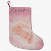 Gepersonaliseerd roze meisje Baby dubbelzijdig Kleine Kerstsok (Voorkant)