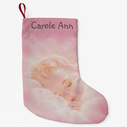 Gepersonaliseerd roze meisje Baby dubbelzijdig Kleine Kerstsok (Voorkant)