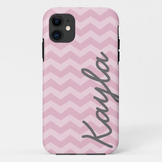 Gepersonaliseerd roze meisje Chevron Pattern Case-Mate iPhone Case (Achterkant)