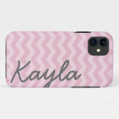 Gepersonaliseerd roze meisje Chevron Pattern Case-Mate iPhone Case (Achterkant (horizontaal))