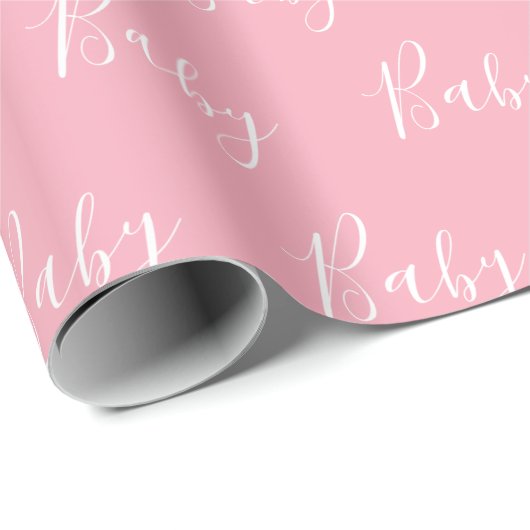 Gepersonaliseerd roze meisje Elegant Baby Cadeaupapier (Rol Hoek)