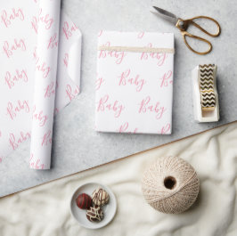 Gepersonaliseerd roze meisje Elegant Baby Cadeaupapier