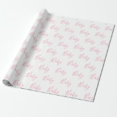 Gepersonaliseerd roze meisje Elegant Baby Cadeaupapier (Uitgerold)
