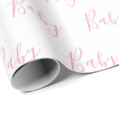 Gepersonaliseerd roze meisje Elegant Baby Cadeaupapier (Rol Hoek)