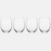 Gepersonaliseerd, roze monogram bloemenbelettering wijnglas zonder voet (Rechts)