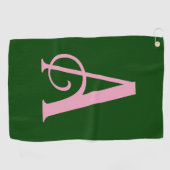 Gepersonaliseerd Roze Monogram Initiaal op Donkerg Golfhanddoek (Horizontaal)