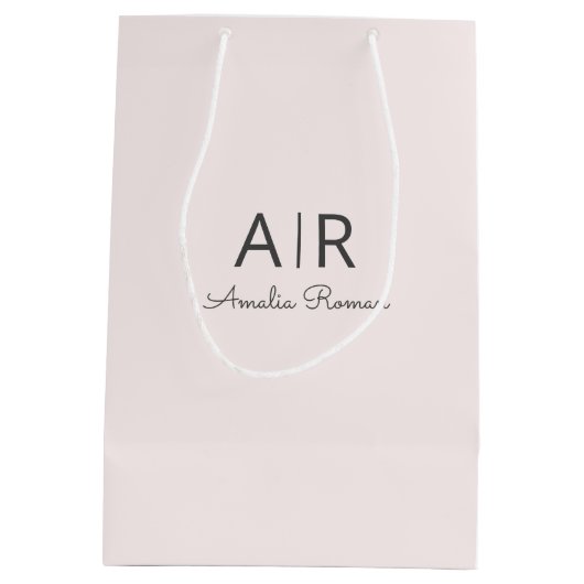 Gepersonaliseerd roze monogram medium cadeauzakje (Achterkant)