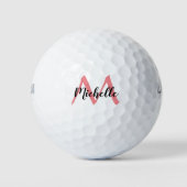 Gepersonaliseerd roze monogram Naam toevoegen Golfballen (Voorkant)