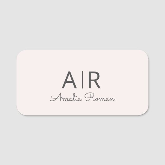 Gepersonaliseerd roze monogram naamplaatje (Voorkant)