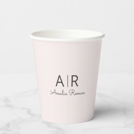 Gepersonaliseerd roze monogram papieren bekers (Achterkant)