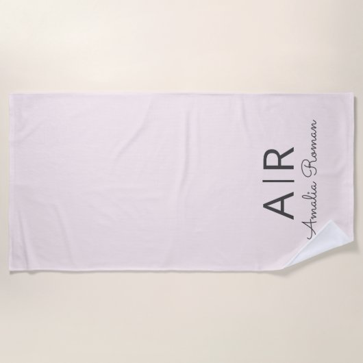Gepersonaliseerd roze monogram strandlaken (Voorkant)