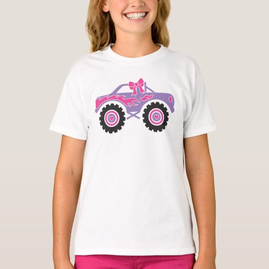 Gepersonaliseerd roze monster Shirt voor meisjes (Voorkant)