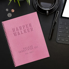 Gepersonaliseerd roze Notitieboek van leder van de