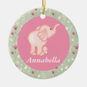 Gepersonaliseerd roze olifant Baby geboorte Keramisch Ornament (Voorkant)