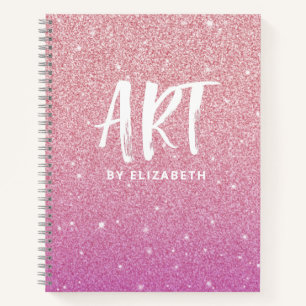 Gepersonaliseerd roze ombre glitter-zakboek notitieboek