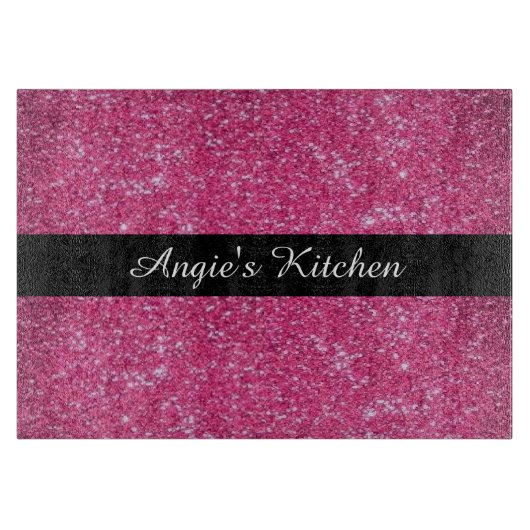 Gepersonaliseerd roze ongekend glitter keukengadge snijplank (Voorkant)