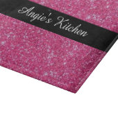 Gepersonaliseerd roze ongekend glitter keukengadge snijplank (Hoek)