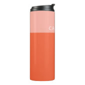 Gepersonaliseerd roze Oranje geometrisch kleurenbl Thermosbeker (Gedraaid links)