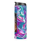 Gepersonaliseerd roze, Paars, blauw kunsty kleurig Thermosbeker (Geroteerd rechts)