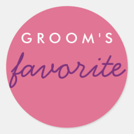 Gepersonaliseerd roze Paars van Groom Ronde Sticker