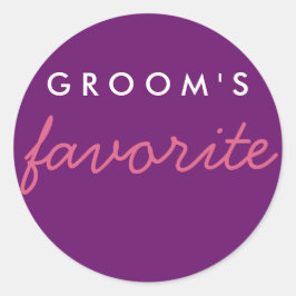Gepersonaliseerd roze Paars van Groom Ronde Sticker