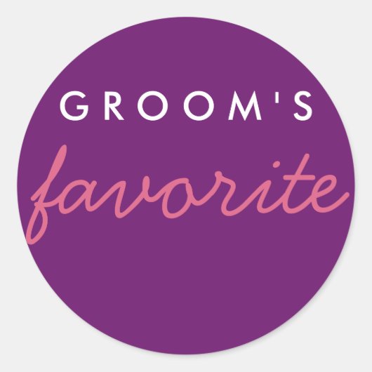Gepersonaliseerd roze Paars van Groom Ronde Sticker (Voorkant)