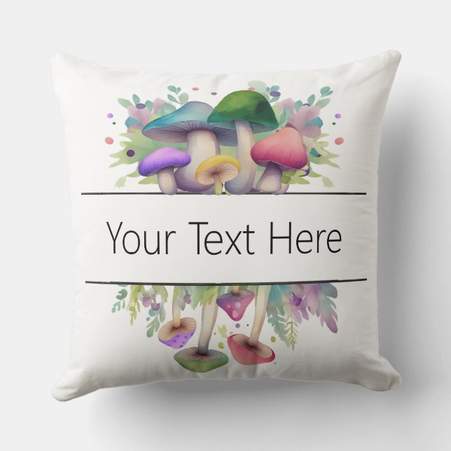 Gepersonaliseerd roze & Paarse paddenstoel thema Kussen (Achterkant)
